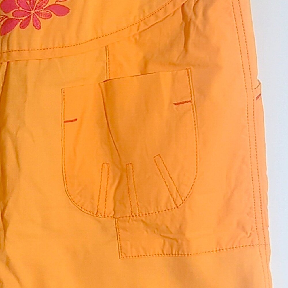 Oilily NWOT Orange Embroidered Floral Flowers Midi Skirt Wide Belt 38 EU 10-12US - Picture 4 of 10